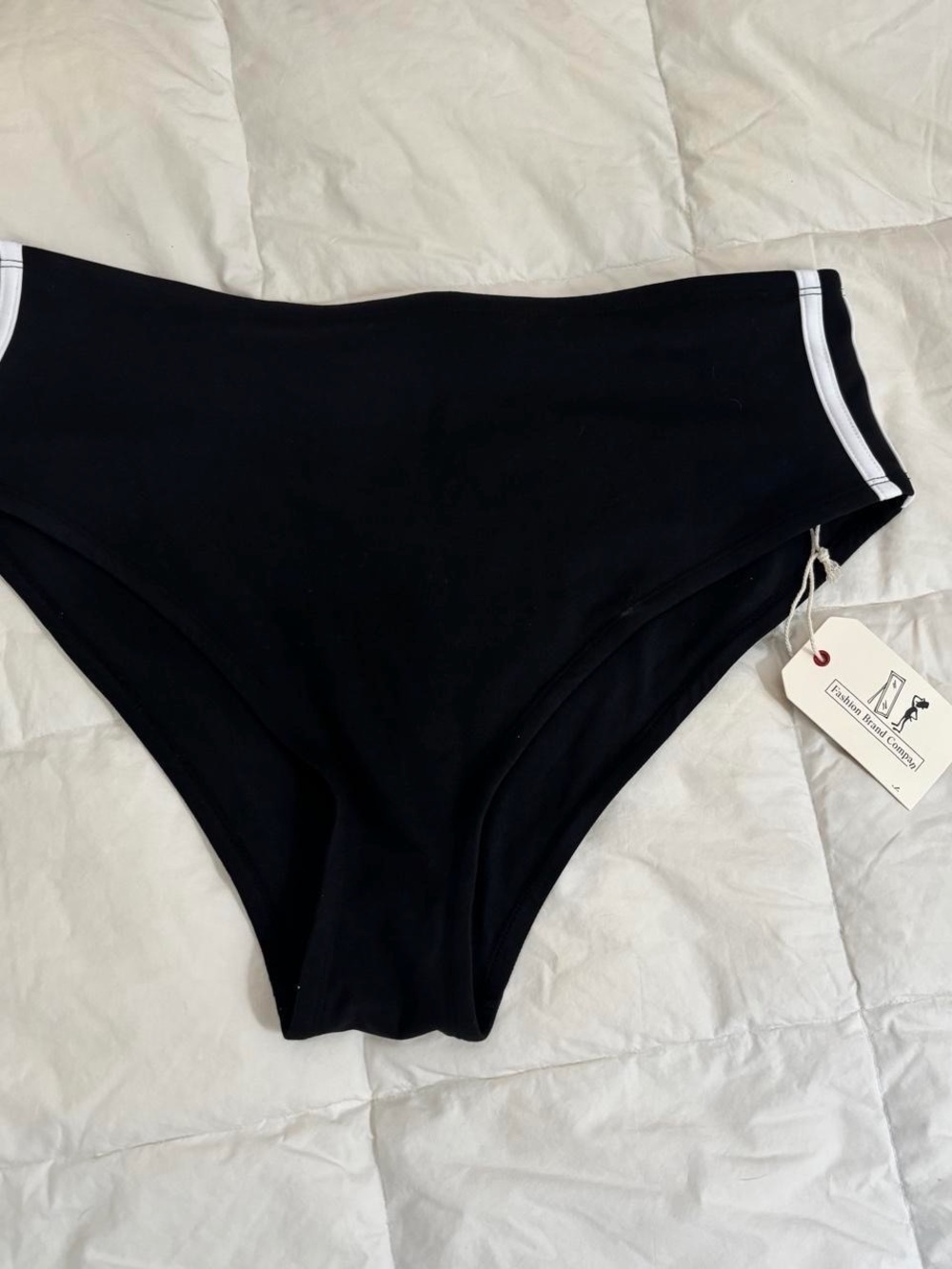 Fashion Brand Company Black & White Color Block Bikini Bottom XL NWT